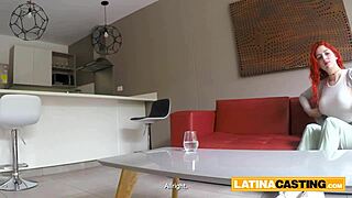 Redhead amateur aces job interview after a challenging and intense casting session with the agent