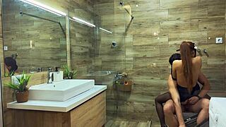 Hot myredfoxgirl cheats on husband in bathroom at party