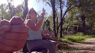 Exhibitionist seduce milf to fuck suck & sperm her face in park