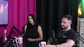 Two Hotties Expose Tits And Give Blowjob. They Get Pussy Fucked, Moaning Nicely And Getting Wet On Sheer Red.