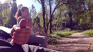 Exhibitionist seduce milf to fuck suck & sperm her face in park