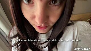 Noise Prohibited In The Dormitory So Fuck Me Quietly But I Will Moan Loudly - Cum In Mouth