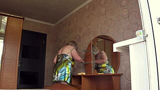 Neighbor Watches Chubby Milf Through Open Window