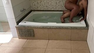 we relaxed in the bathtub and i gave my ass to the young guy