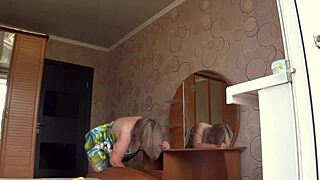 Neighbor Watches Chubby Milf Through Open Window