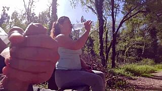 Exhibitionist seduce milf to fuck suck & sperm her face in park