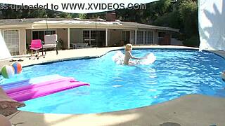 Ally Ann Sexy Blonde Cutie Poolside Huge Cock Deepthroat Blowjob And Cum Facial