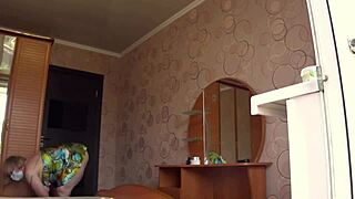 Neighbor Watches Chubby Milf Through Open Window