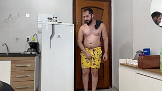 young GUY CONVINCED maid to GIVE tasty PUSSY for FILLING with MILK