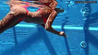 Very hot russian pornstar fucks by the pool underwater