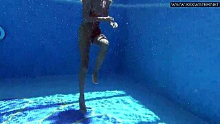 Very hot russian pornstar fucks by the pool underwater