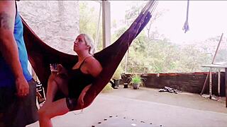 Amateur Blonde Milf With Big Ass And Sexy Body Gets Cum In Mouth During Outdoor Blowjob