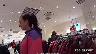 Czech sweetie seduced in shop and poked pov