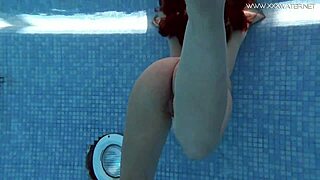 Diana rius, with hot tits, touches her body underwater