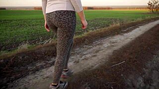 Come and watch me walk in these tight leopard leggings during my yoga routine