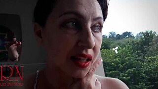 the boss dominates the nude maid, making her suck his cock