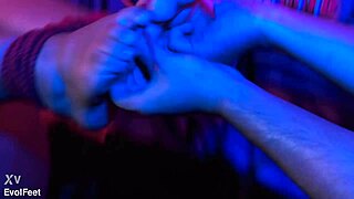 Bound foot worship and tickling session.