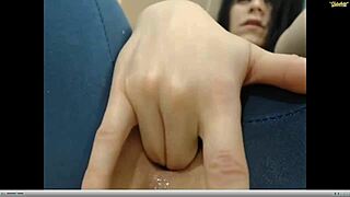 hey, nice ass brunette playing with dildo on webcam 😏