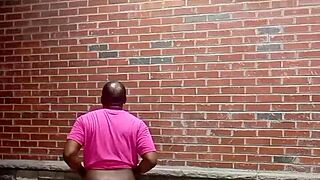 a private strip tease in warm weather, teasing with clothes ripped