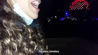 Latina Bent Over in Public Planetarium