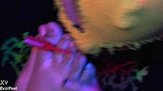 Bound foot worship and tickling session.