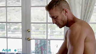 The stunning blonde moans loudly while taking a doggystyle anal pounding on the couch.