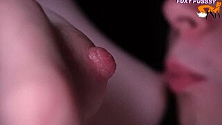 I moan while licking and sucking those puffy tits