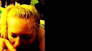 Big tits blonde with pigtails gives sloppy blowjobs and handjobs