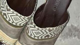 Cum Lands On Step Mom's Heels