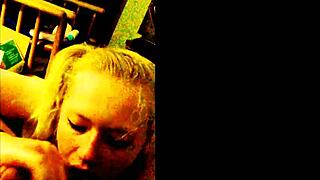 Big tits blonde with pigtails gives sloppy blowjobs and handjobs