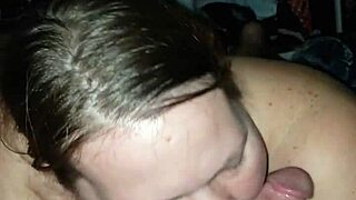 Redhead milf sucks me off with wet blowjob and cumshot