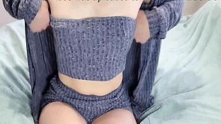 wife prepares with fingering before husband arrives