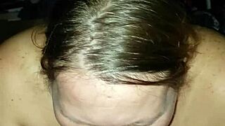 Redhead milf sucks me off with wet blowjob and cumshot