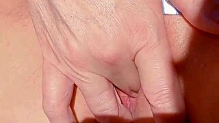 hey, wanna see this mature blonde spreading her shaved pussy for early morning masturbation?