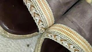 Cum Lands On Step Mom's Heels