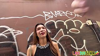 Skinny Ladyboy Khao Sucks Cock