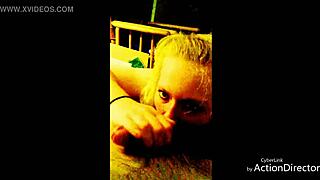 Big tits blonde with pigtails gives sloppy blowjobs and handjobs