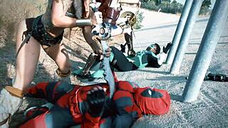 Detailed Foursome Cosplay With Deadpool, Wonderwoman, Red Sonja, And Green Lantern In Intense Lesbian Action