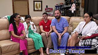 Dr. tampa performs aria nicole's yearly physical exam