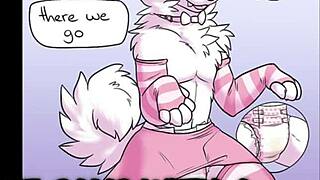 a furry cosplayer enjoys diapered fun for the first time in part one