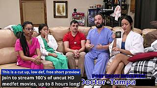 Dr. tampa performs aria nicole's yearly physical exam