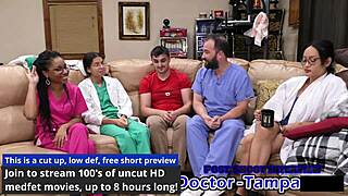 Dr. tampa performs aria nicole's yearly physical exam