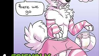a furry cosplayer enjoys diapered fun for the first time in part one