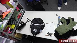 Innocent girl deepthroats officer's cock at work