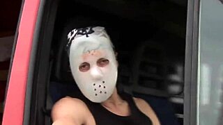 Skinny amateur milf is fucked ass by 2 horny masked man