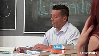 student gets caught with her professor and gets a double dose of cock and an a grade threesome