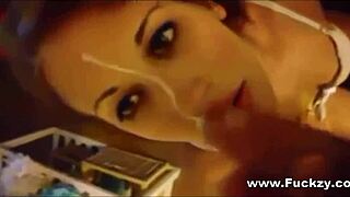 Hot amateur teen babe delivers intense blowjob, swallowing cum eagerly.