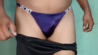 Mexican beauty dances in purple satin thong striptease lingerie 😍