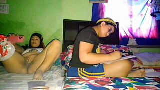 Masturbating Big Pussy While She Studies