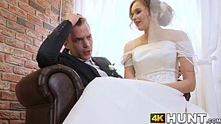 Wow, beautiful bride fucks stranger while hubby cuckolds!